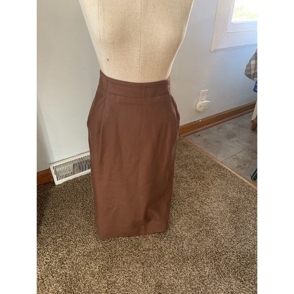 Vintage 60s Brown 100% Wool Pencil Skirt Made In Canada 30” Waist Office Siren - Picture 3 of 10